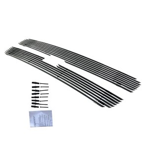 2pcs Aluminum Front Grilles for 03-05 Chevy Silverado LD, 03-06 Chevy Avalanche without Charcoal Body Cladding, 03-04 Chevy Silverado HD